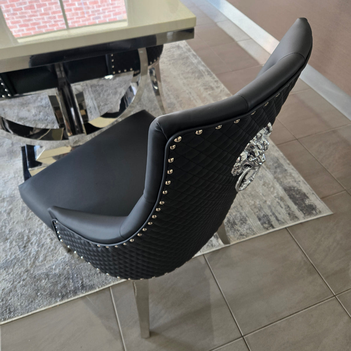 Lion Modern Leather Dining Chair - Black