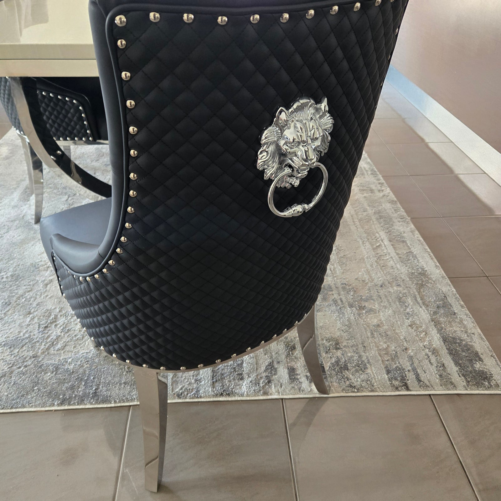 Lion Modern Leather Dining Chair - Black