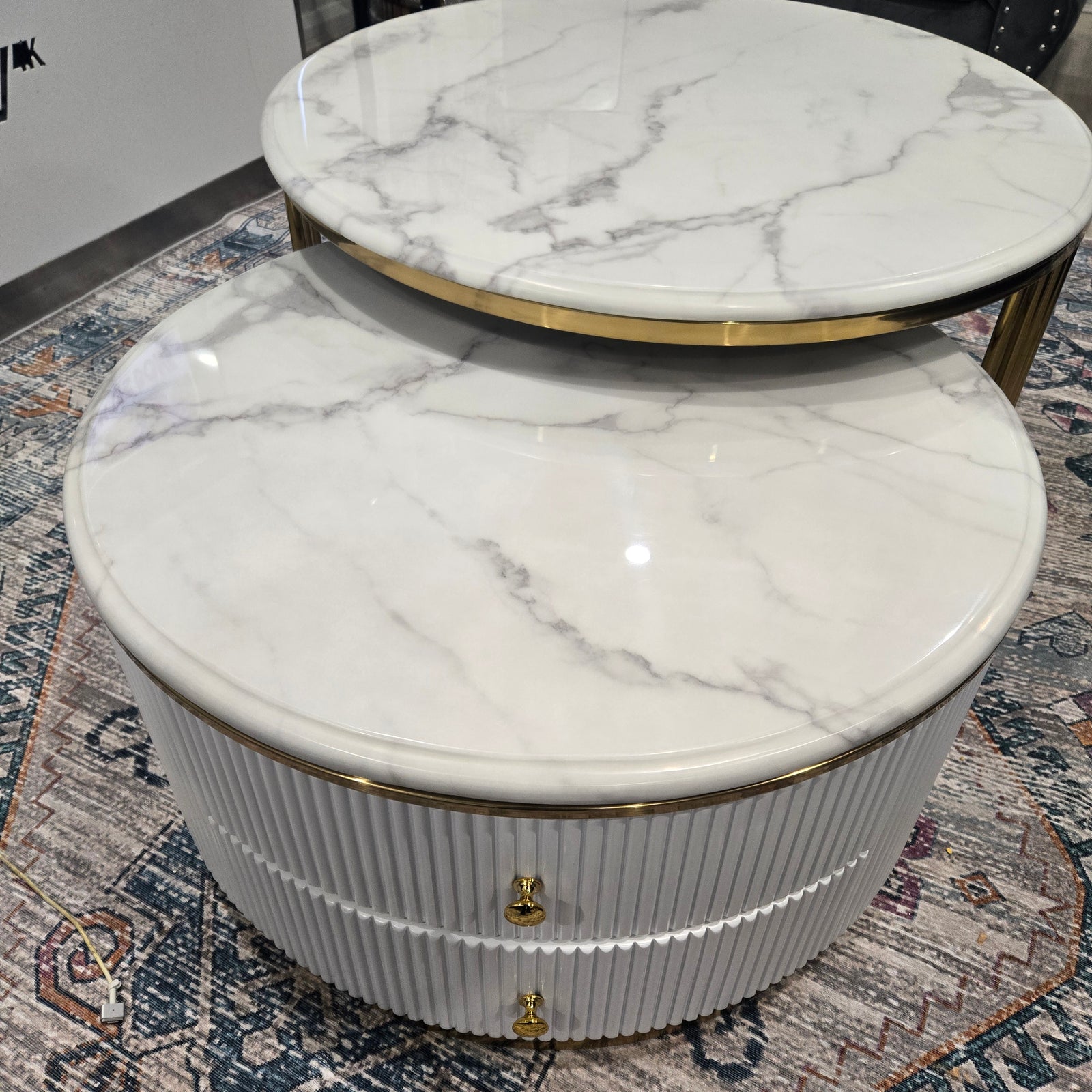 Gold White Nested Coffee Tables - 2 Piece Set
