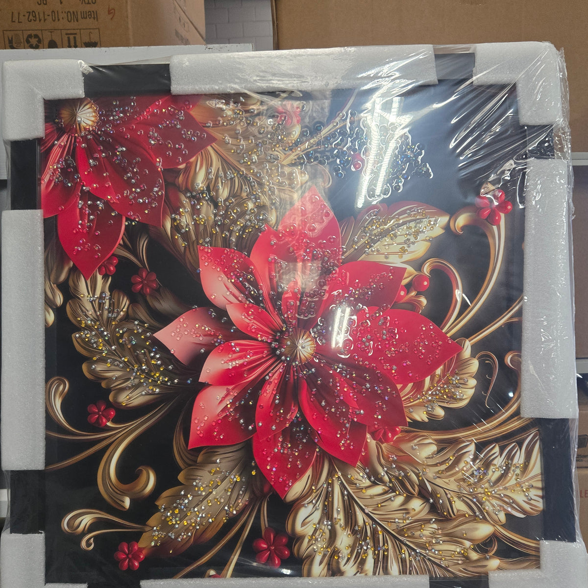Wall Art Paintings - Red and Gold Flowers