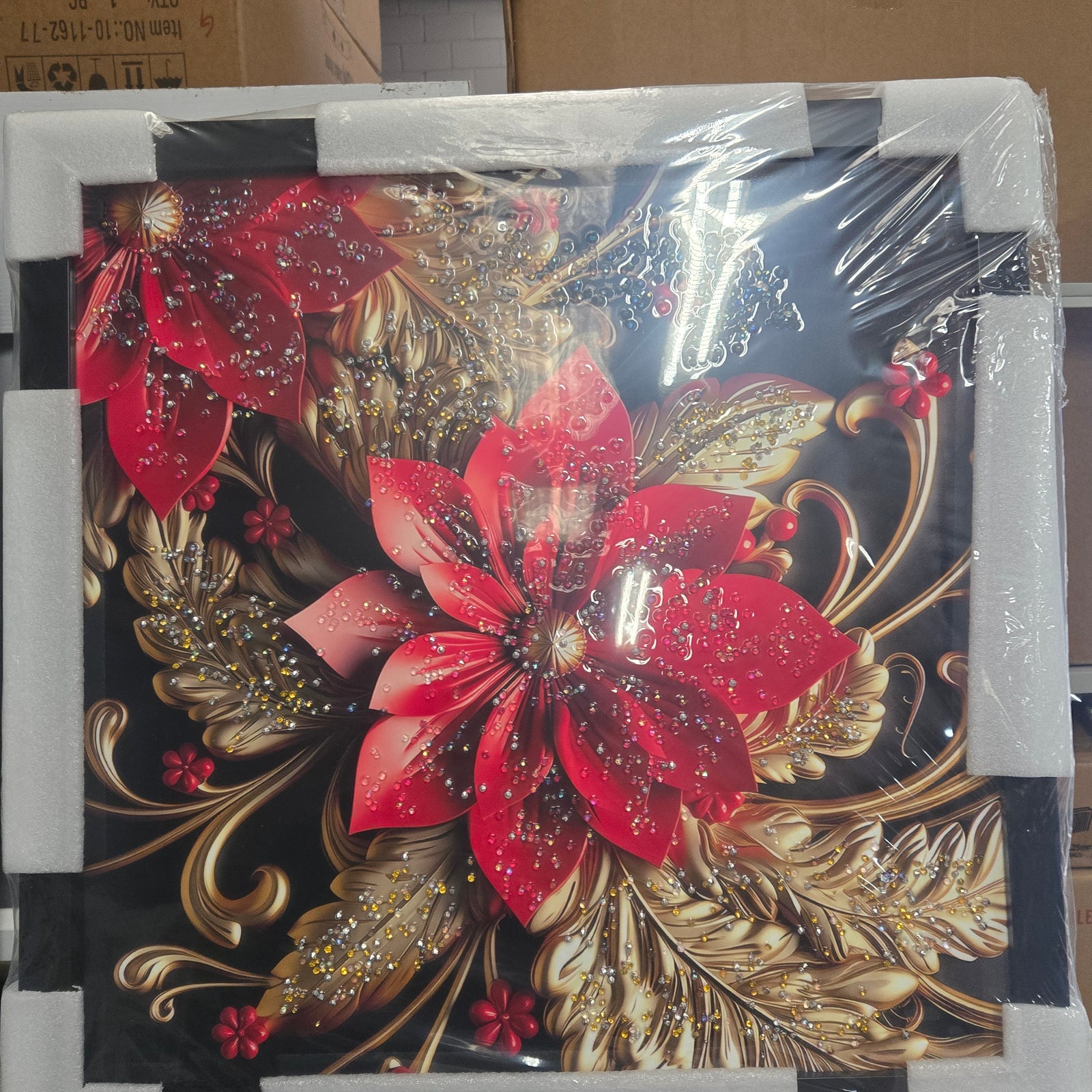 Wall Art Paintings - Red and Gold Flowers