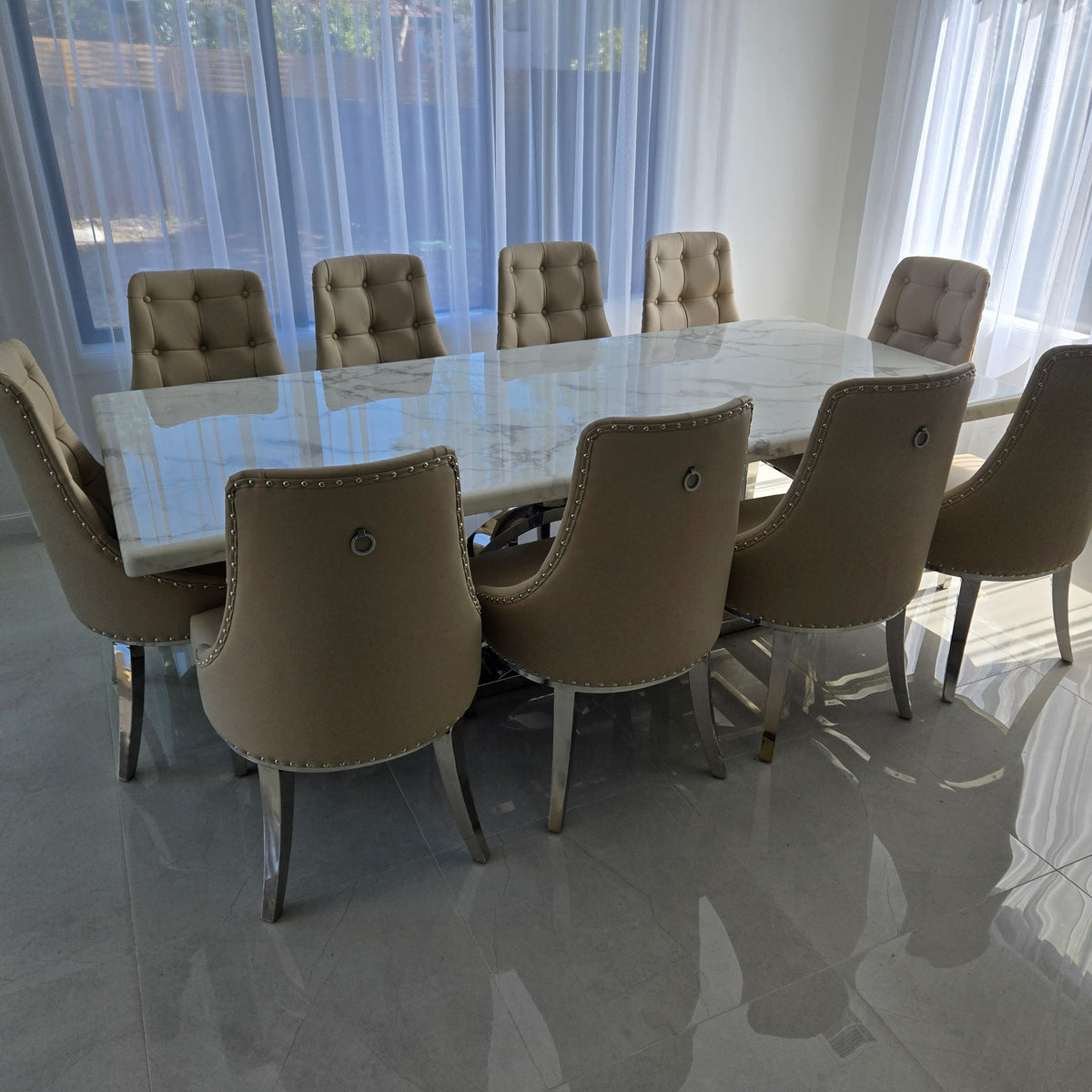 L240cm Dining Table with 10 Chairs