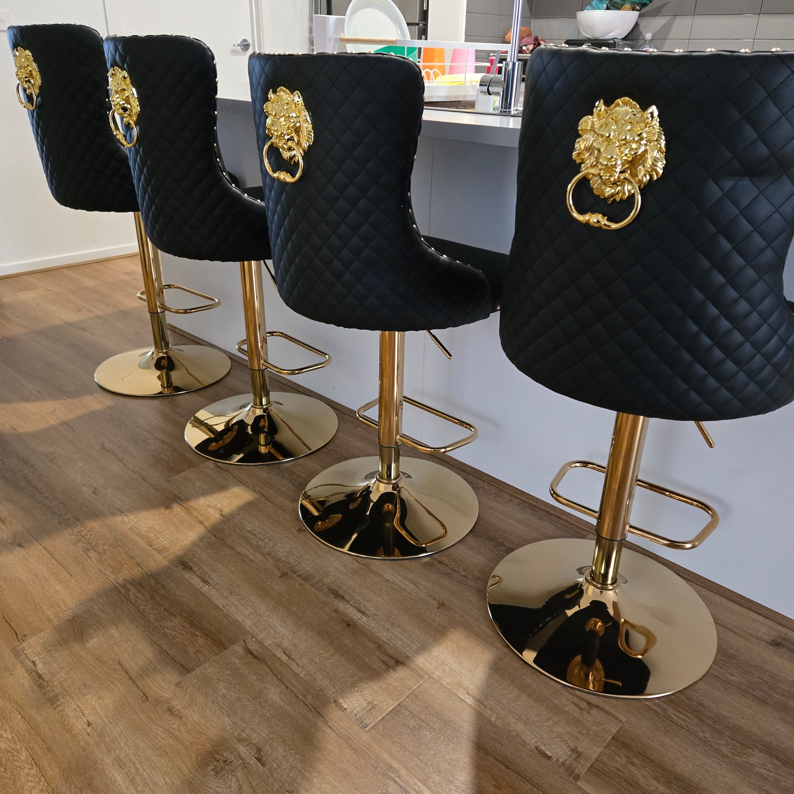 Lion Modern Adjustable Barstools - Black