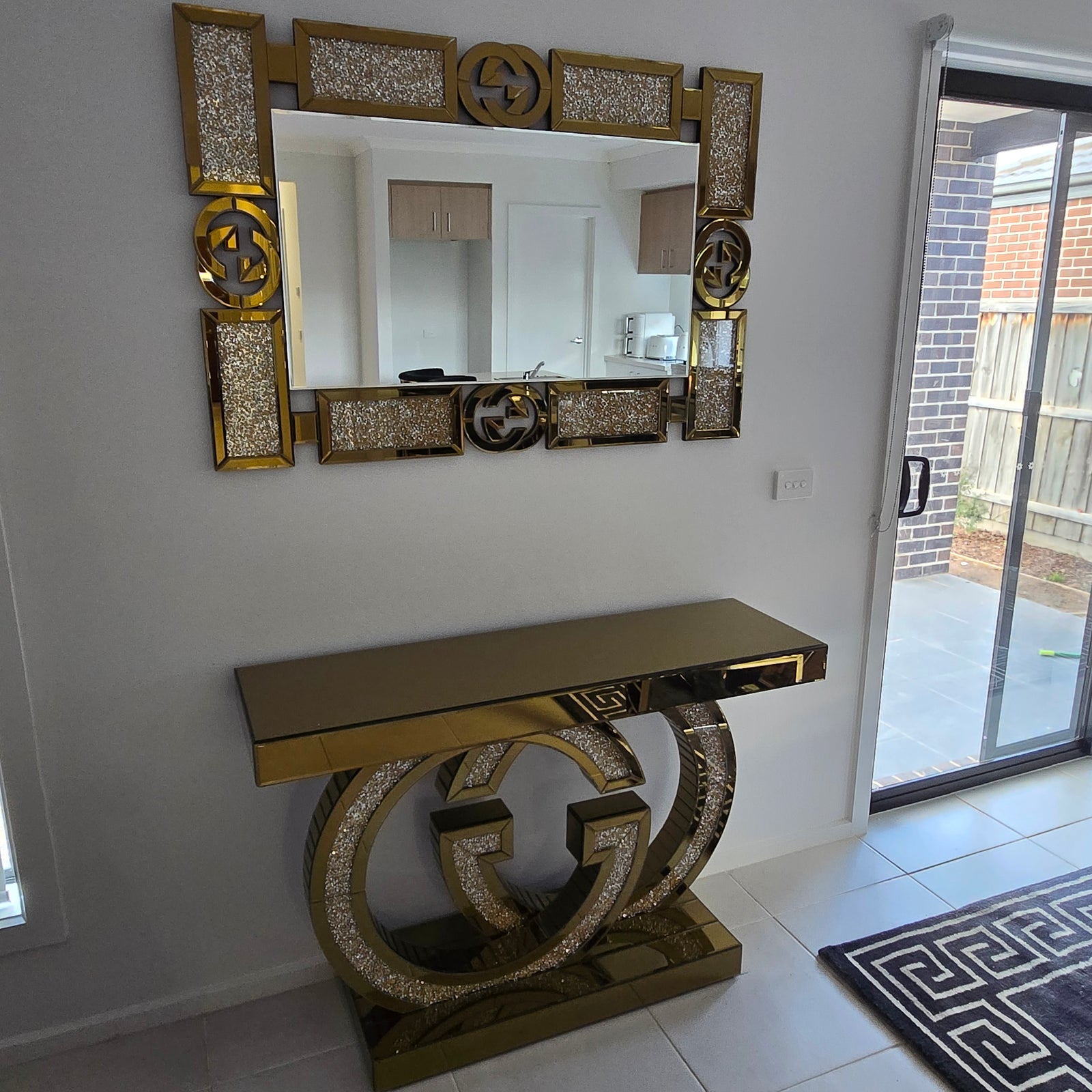 Adrian Console Table and Mirror (Gold)