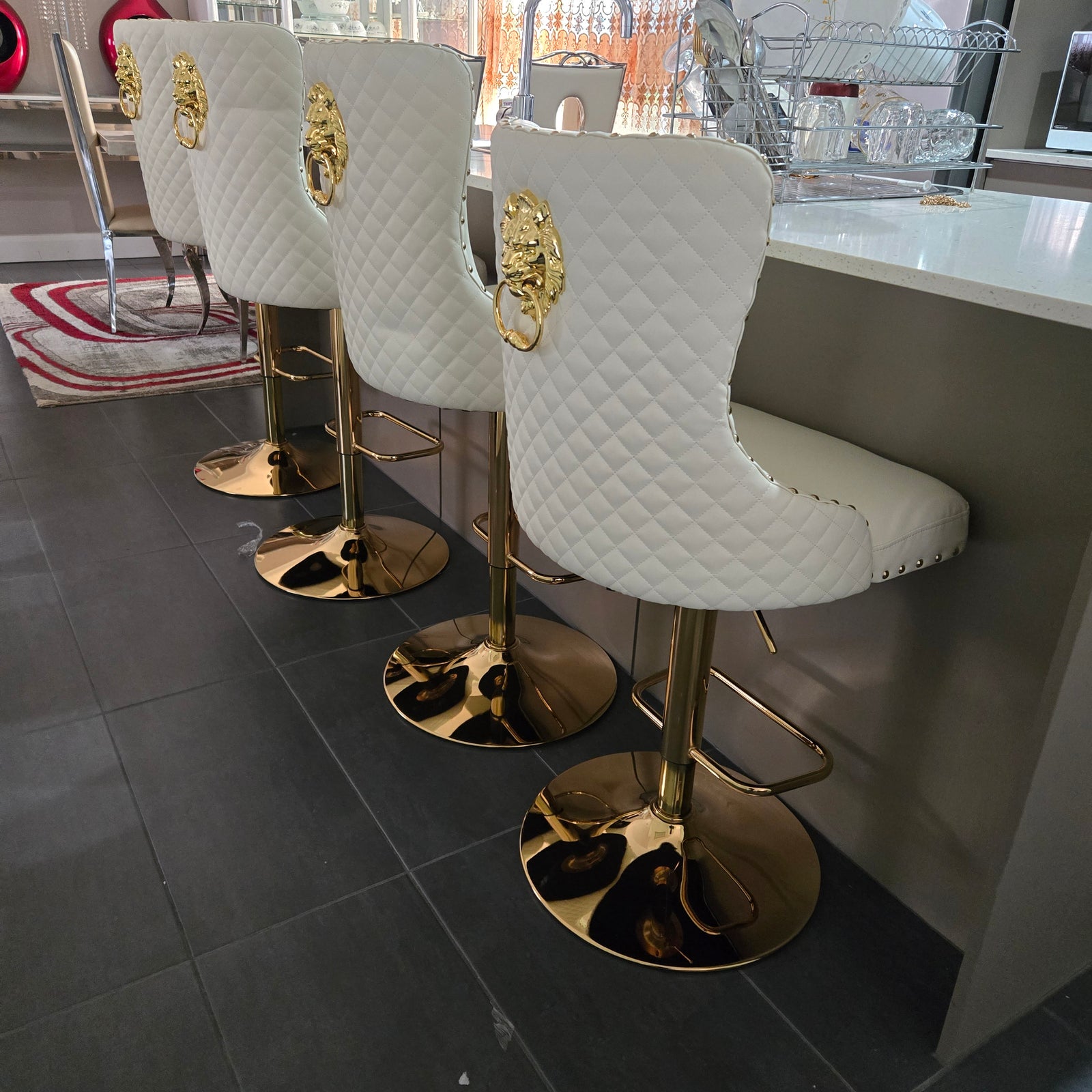 Lion Modern Adjustable Barstools - Cream