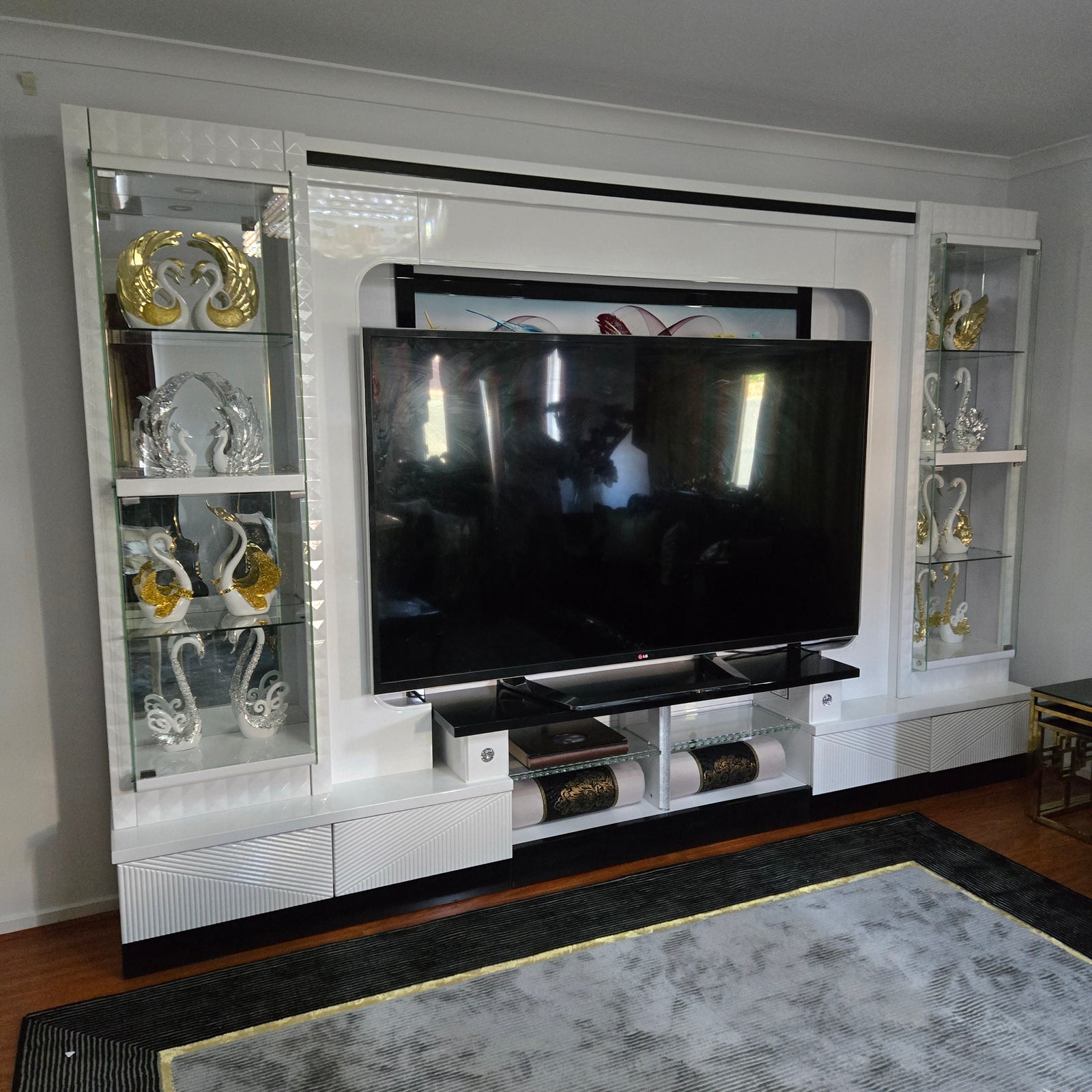 Big White TV Cabinet with Storage - 6688