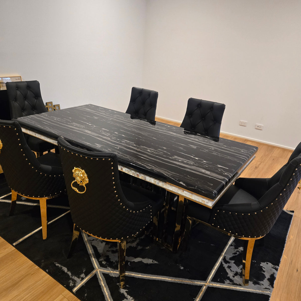 Classic Marble top dining table with 8 chairs