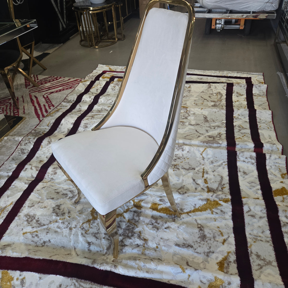 Beige Velvet Chair in Gold (Y2505)
