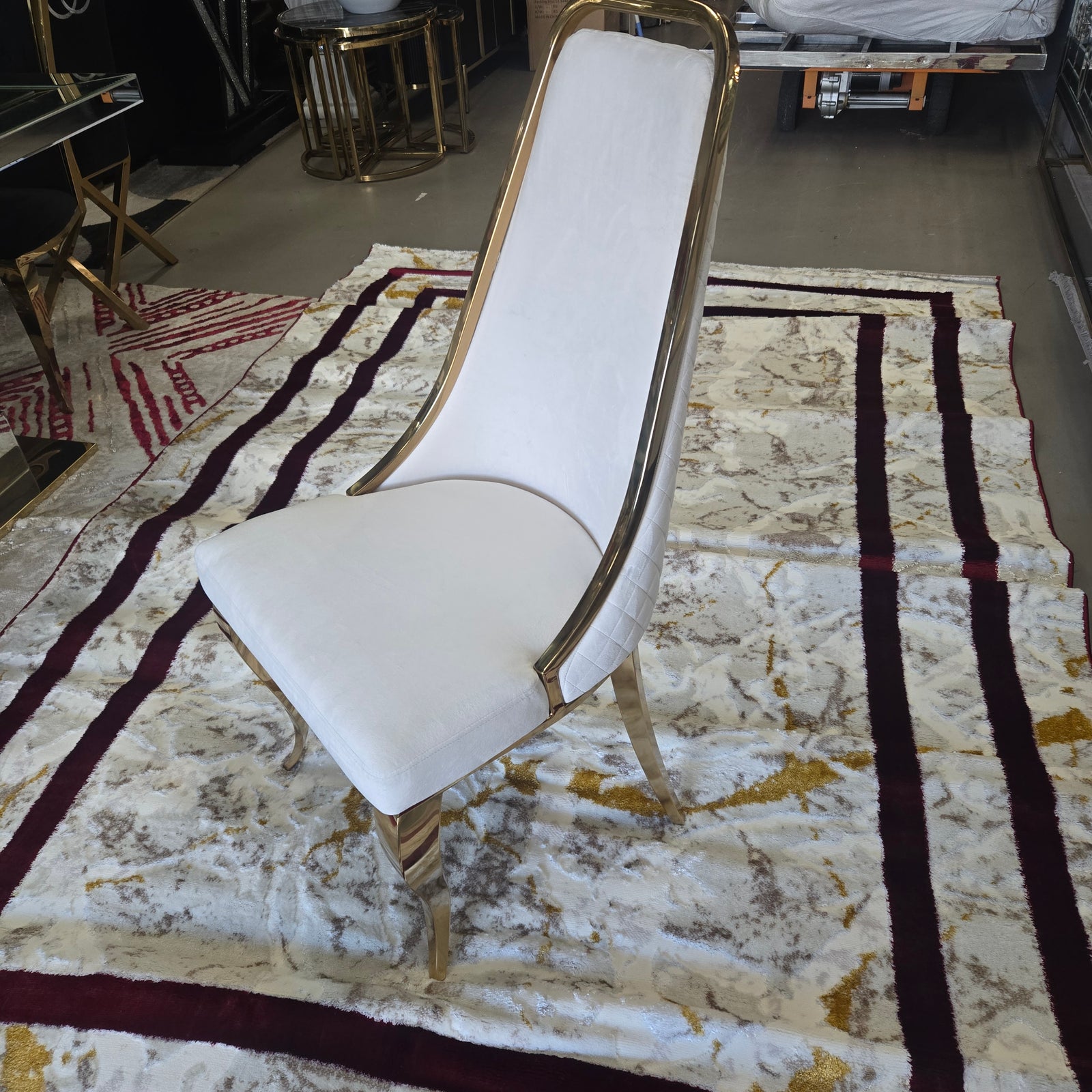 Beige Velvet Chair in Gold (Y2505)