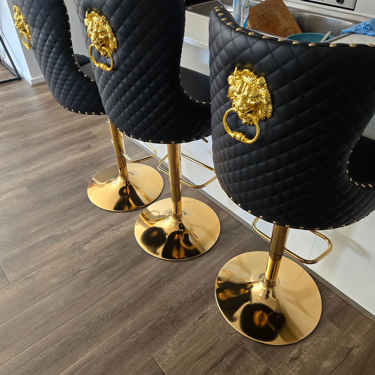 Gold Lion Modern Adjustable Barstool - Black
