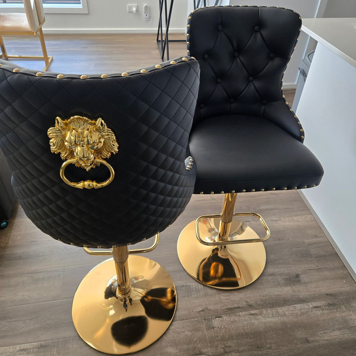 Gold Lion Modern Adjustable Barstool - Black