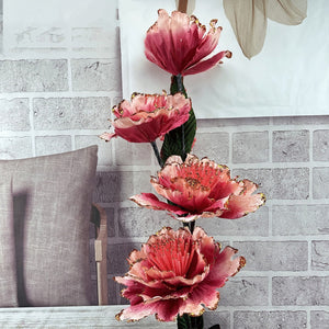 Modern Large 4-Head L120cm Plush Peony Orange Flowers Available at RBM Classic Home