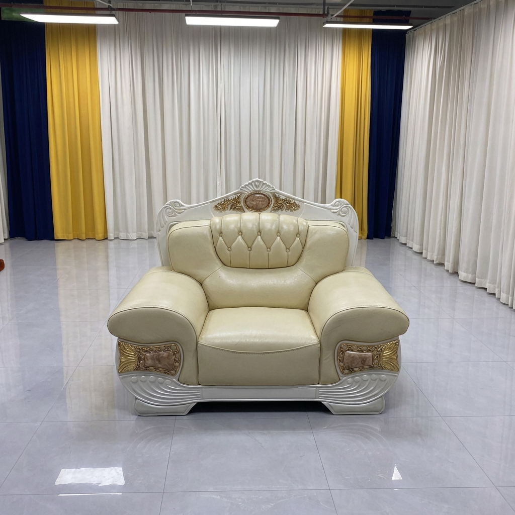 Ashton Genuine Cream Leather Sofa set (RBM 5)