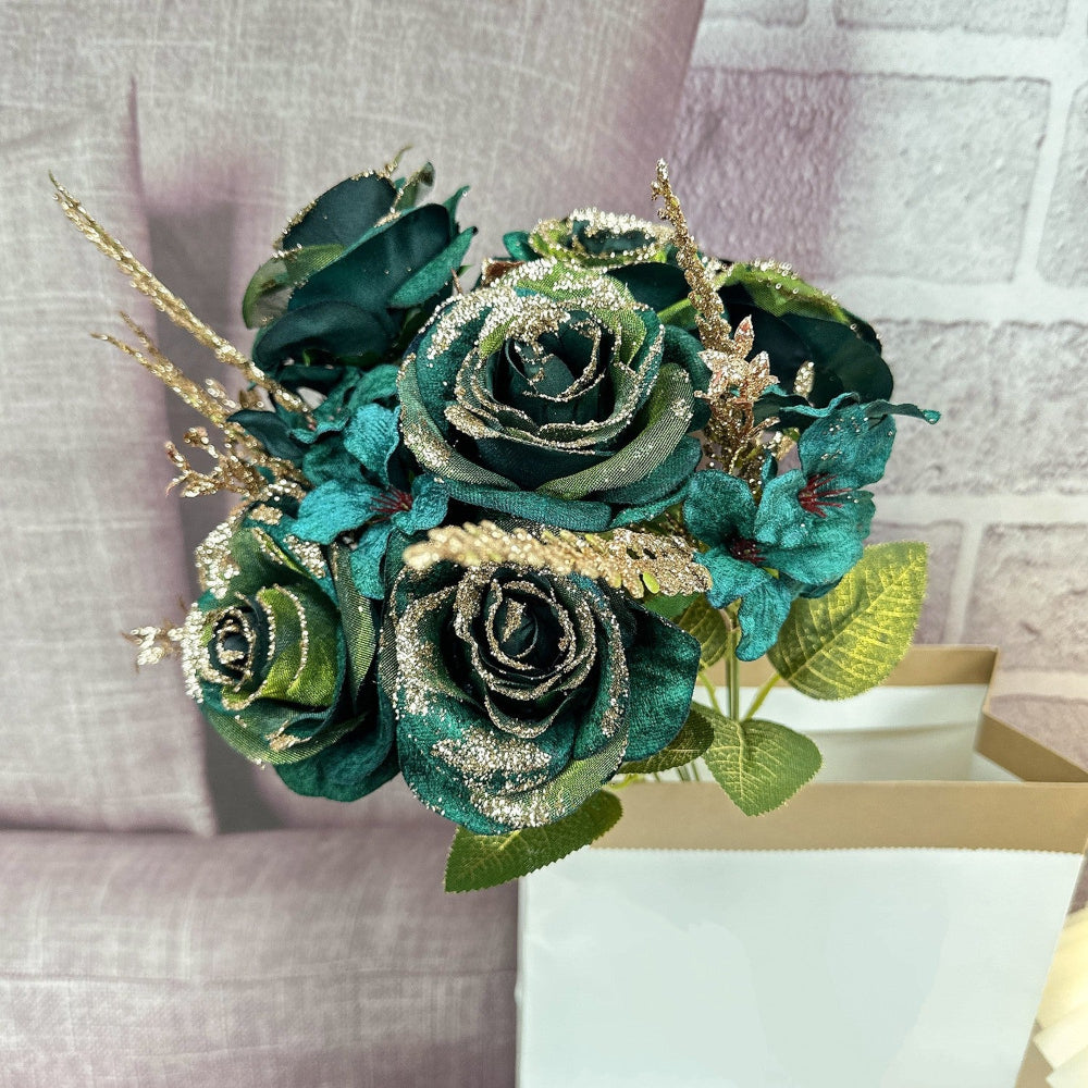 Blue Bunch of Flowers / Roses in Artificial/Synthetic/Plastic Material at RBM Classic Home