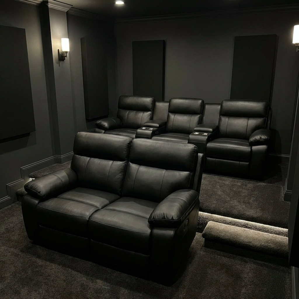 Theatre Recliner Leather Sofa set