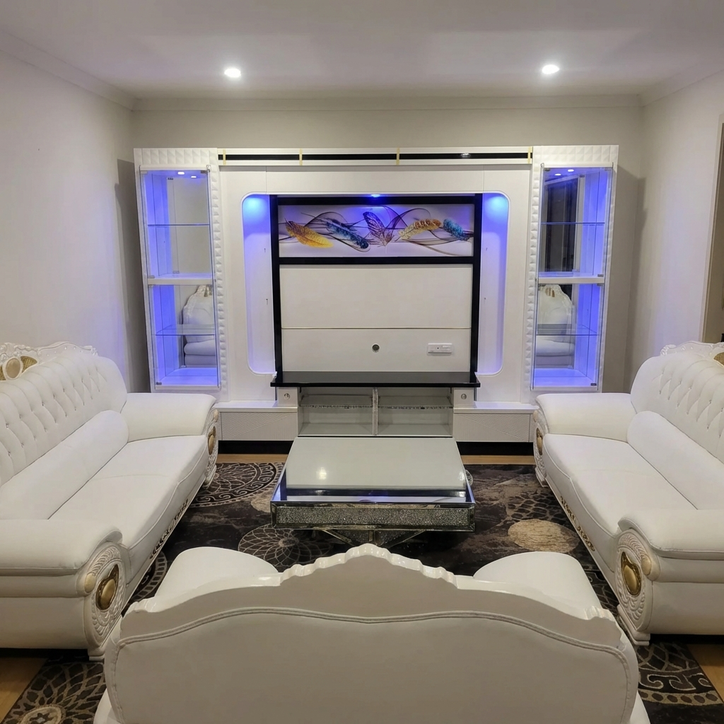 Avril White Leather Sofa set (RBM 1)