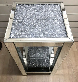 Diamond Crushed Mirrored Side Table