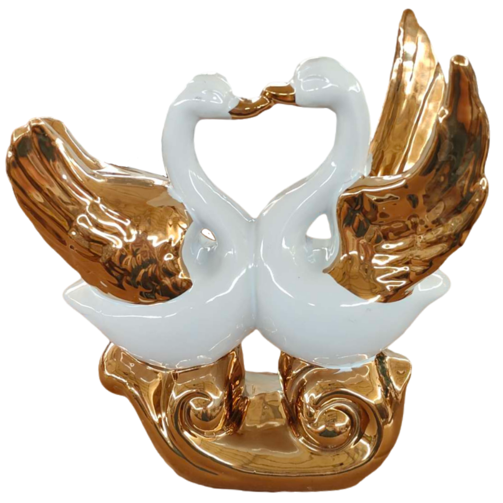 Decorative Sculpture in Ceramic Gold and White Colours