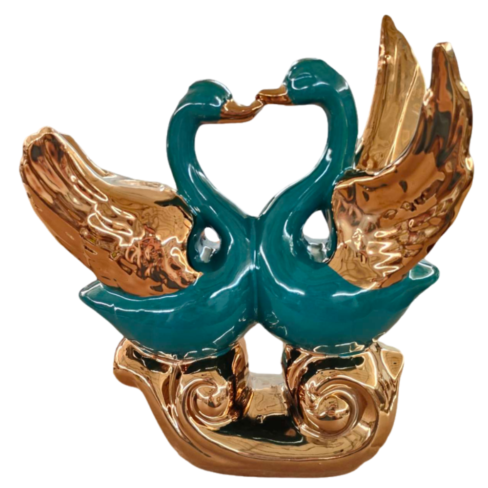 Decorative Sculpture in Ceramic Gold and Green Colours