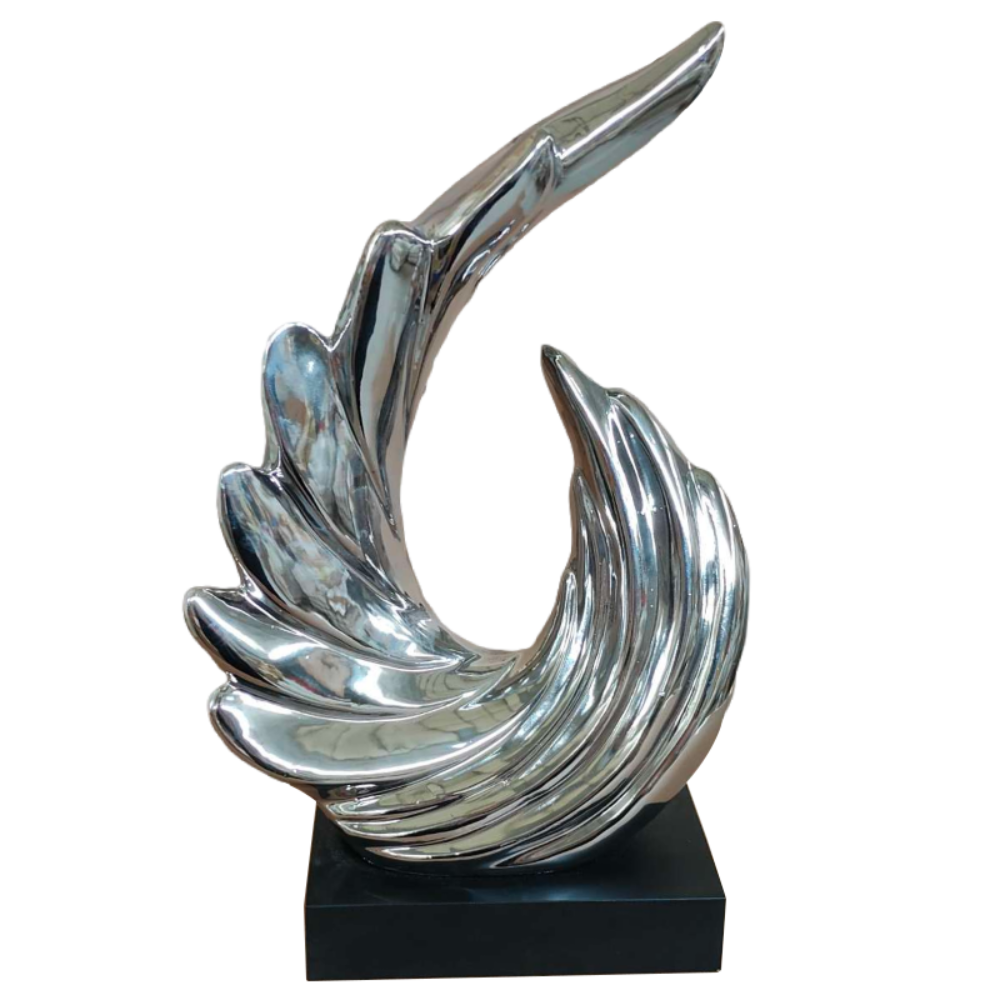 Modern Decorative Sculpture in Ceramic, White and Gold Colours Available at RBM Classic Home