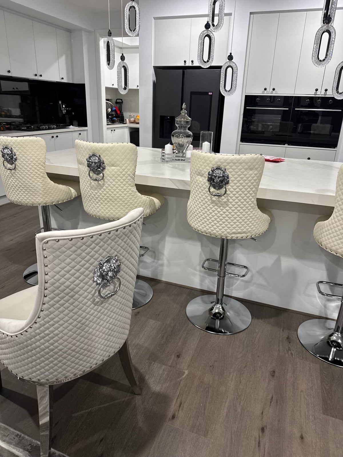 Lion Modern Adjustable Barstools - Cream