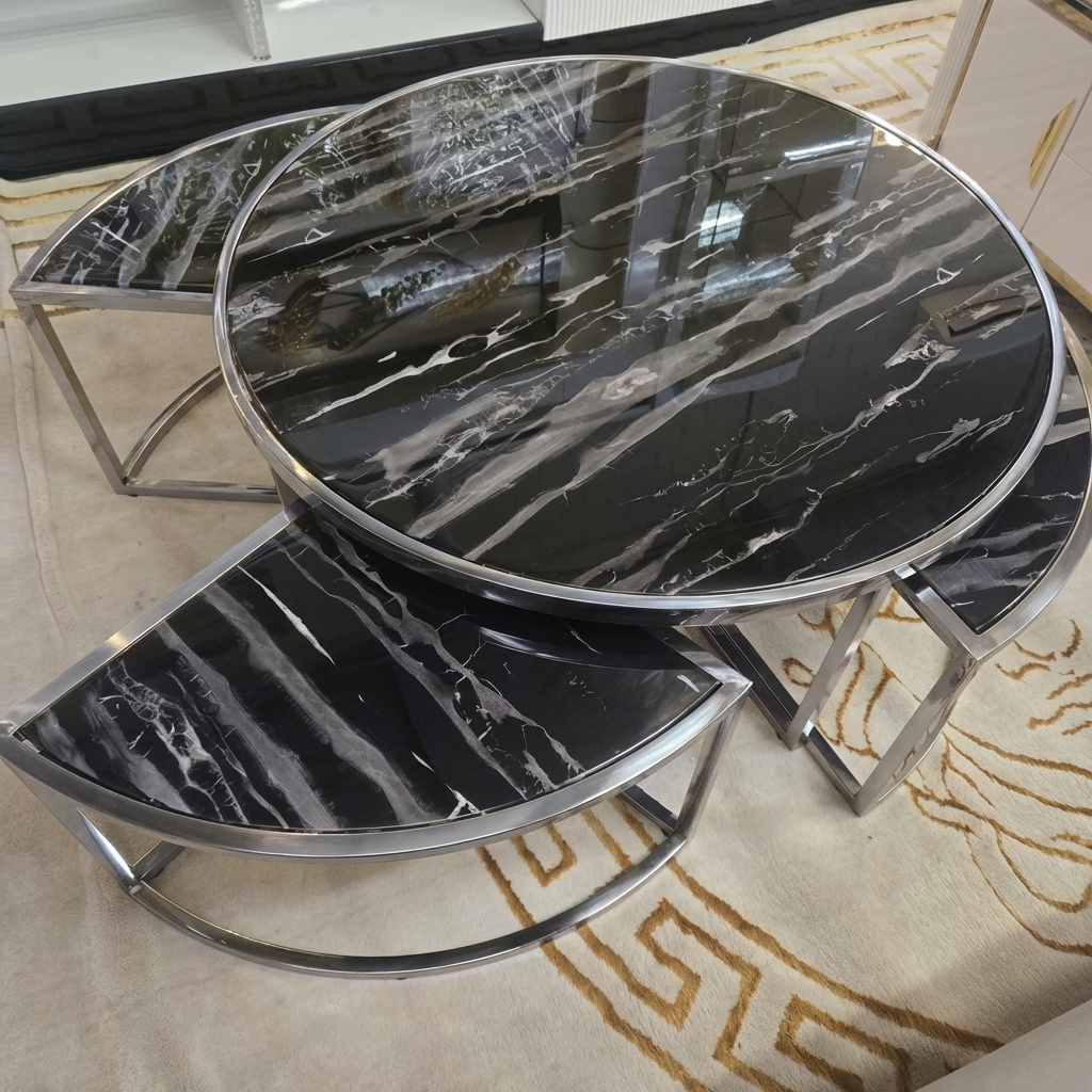 5 Piece Nested Coffee Tables - Silver