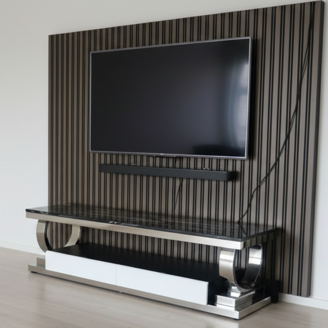 L160cm TV Stand with Black Marble TV Stand