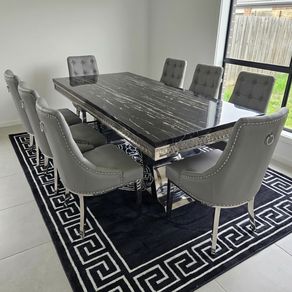 Ashton Marble Dining Table with 8 Chairs
