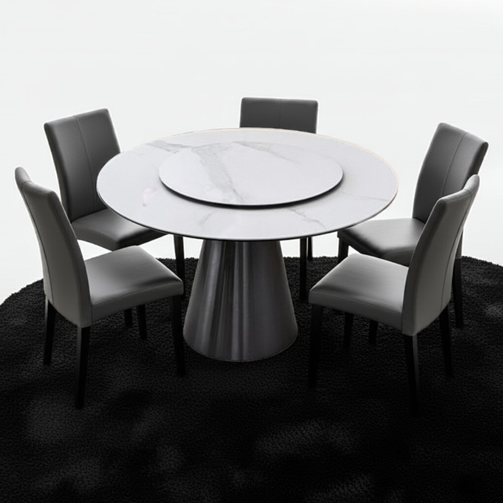 Round Marble Dining Table with 4 chairs