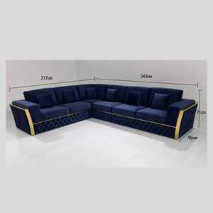 Luxury, Stylish and Comfortable Sofas set In Velvet Material With Gold Stylish Trim