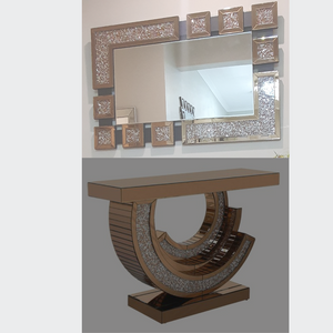 Rose Gold Console Table and Mirror set with Diamond Crushed Glass