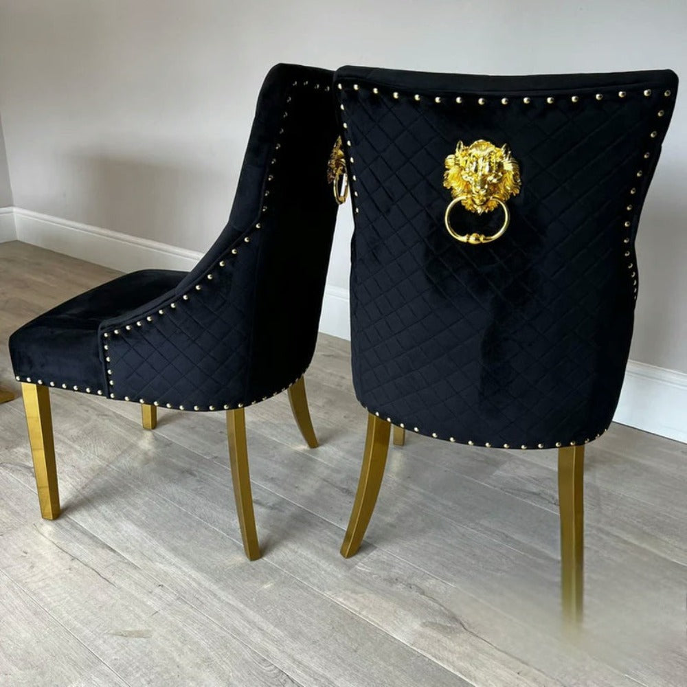 Lion Modern Black Velvet Dining Chair