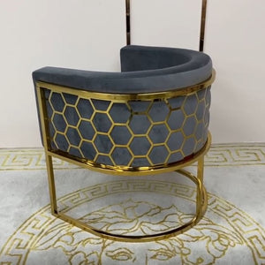 Elegant Design Grey Velvet Dining Room Chairs in Gold Stainless Steel frame