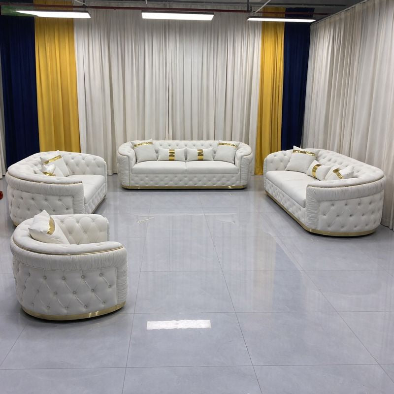 Nelly Velvet Sofa set (Cream)