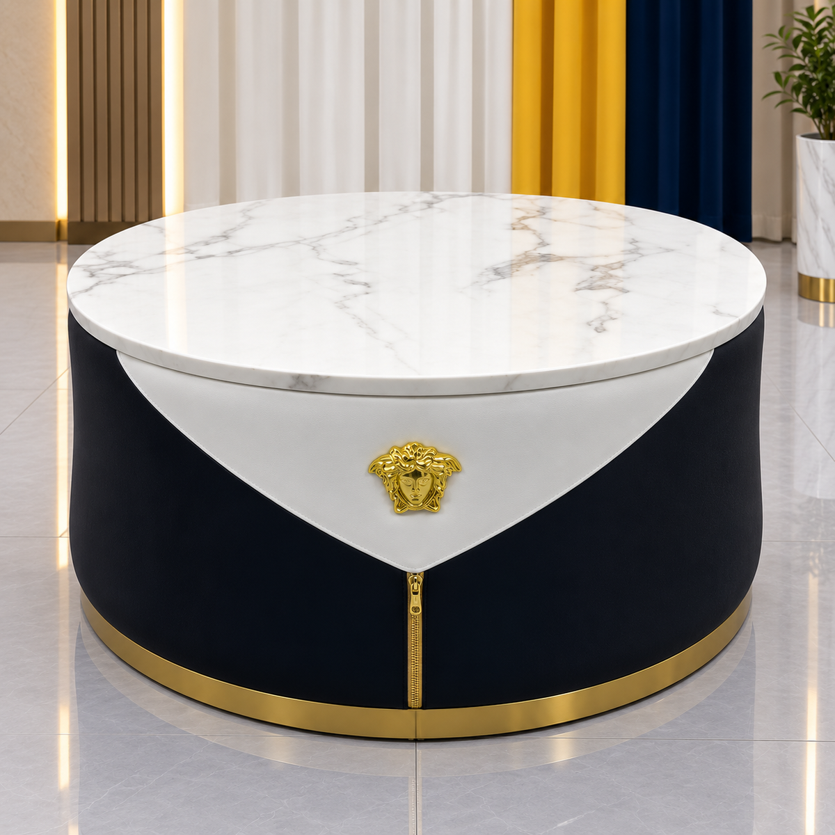 Black & White Velvet Luxury Sofa Set