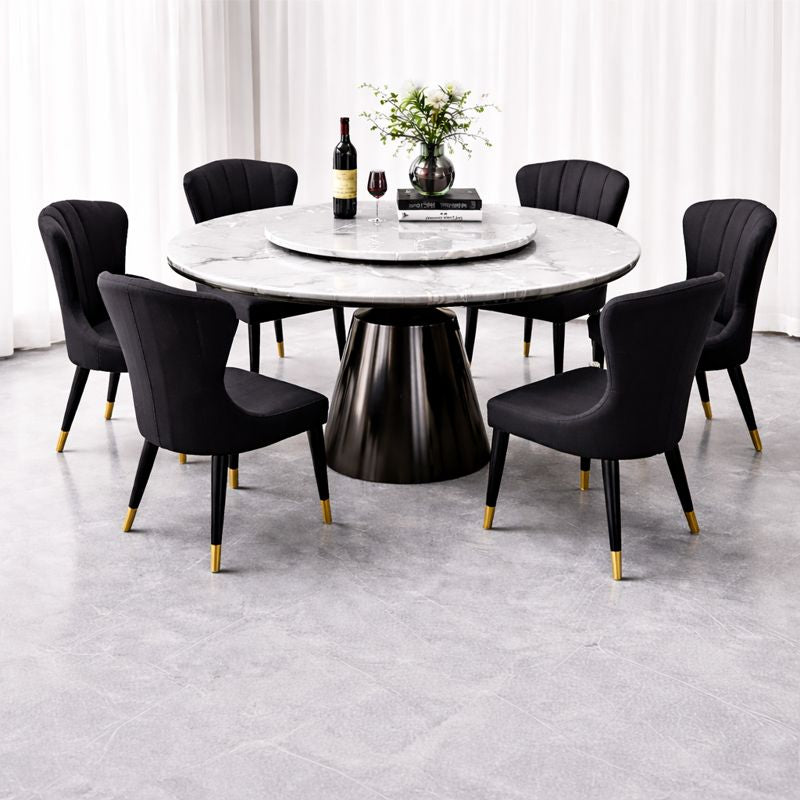 Round Marble Dining Table with 5 chairs