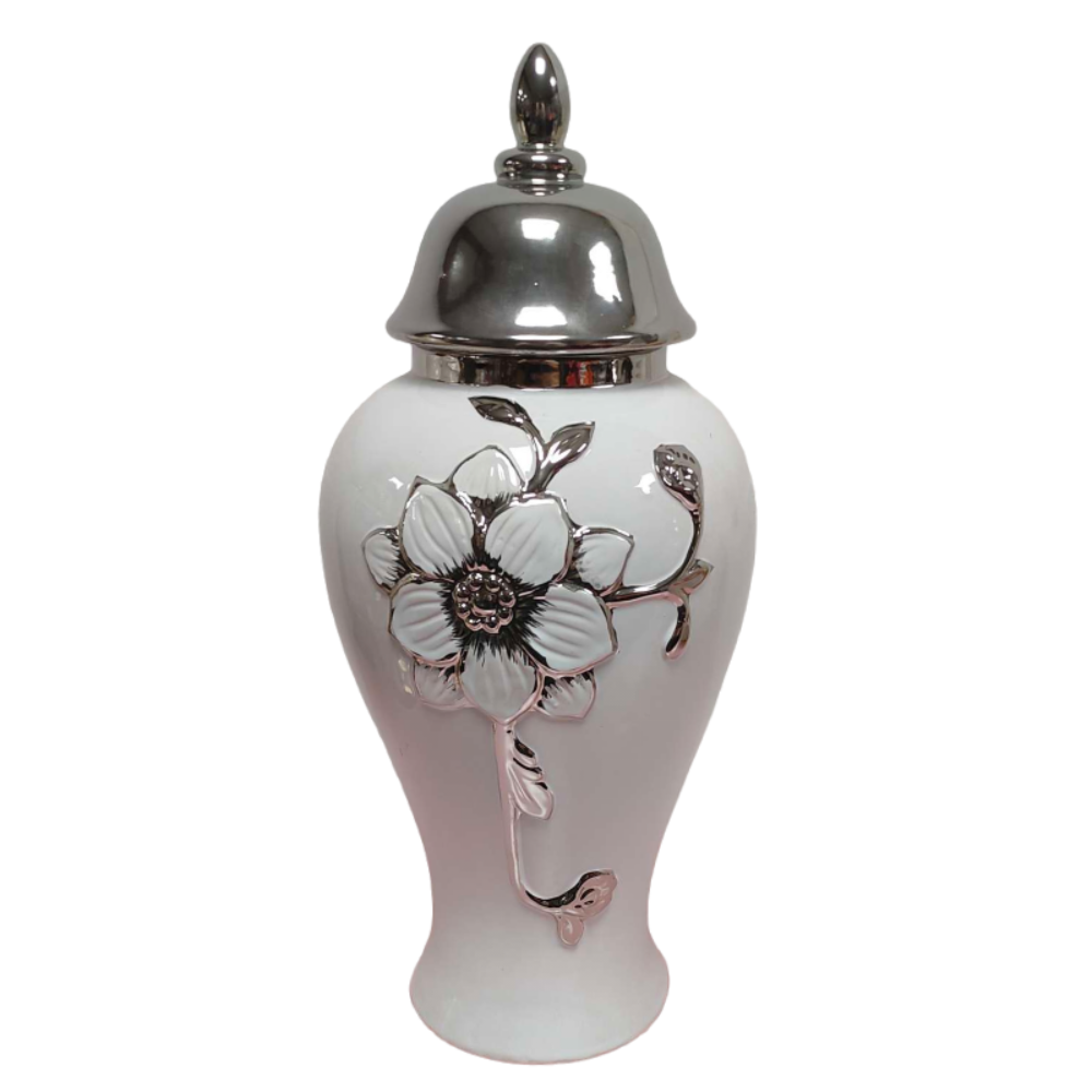 White Decorative Vase / Jar with Lid