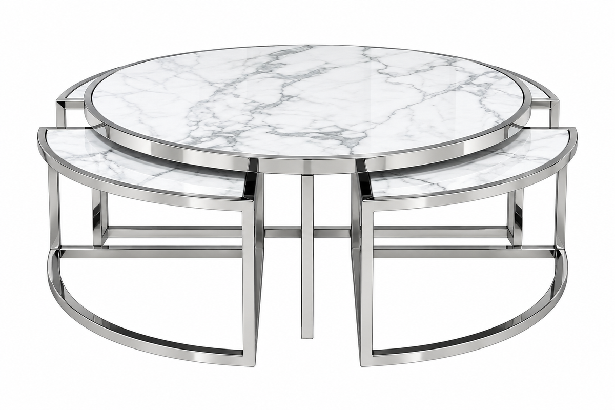 5 Piece Nested Coffee Tables - Silver