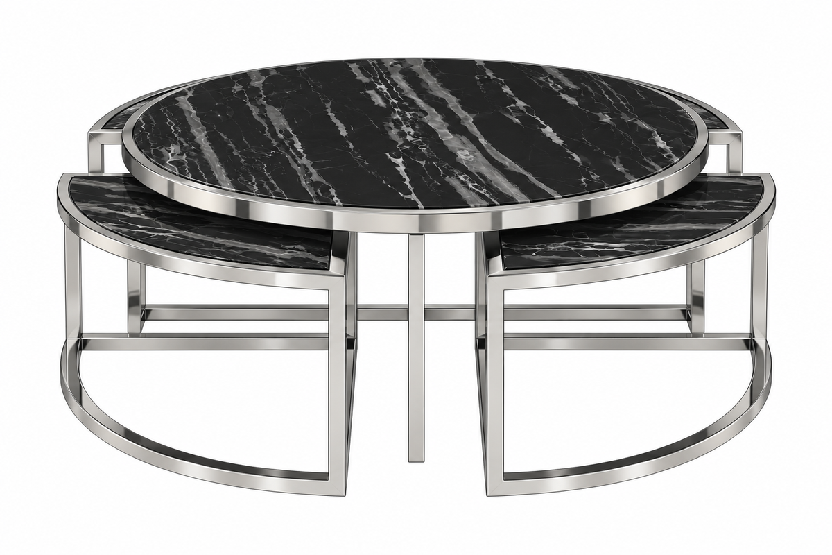 5 Piece Nested Coffee Tables - Silver