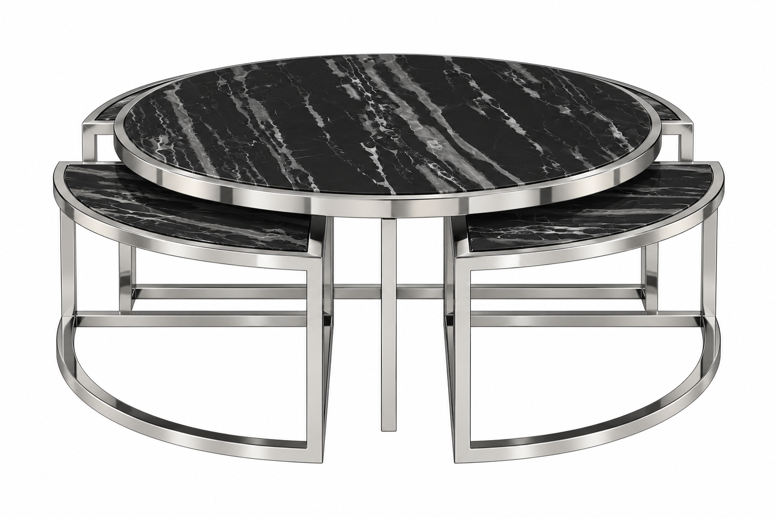 5 Piece Nested Coffee Tables - Silver