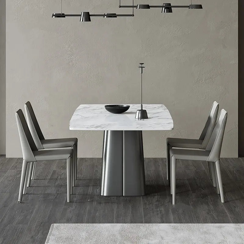L160cm Marble Dining Table with Six Chairs