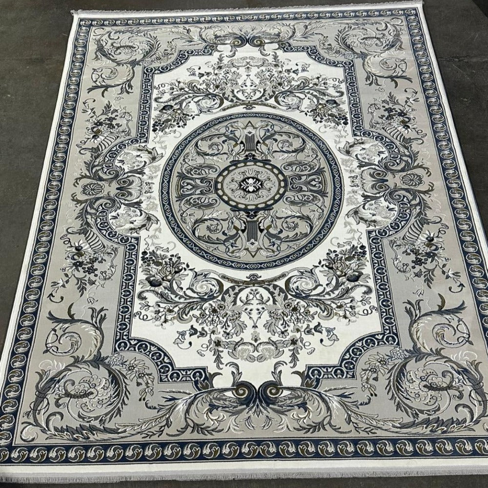 Modern, Luxury and Classy Comfortable Turkish Handmade Carpet in Cream with Grey and Black Patterns
