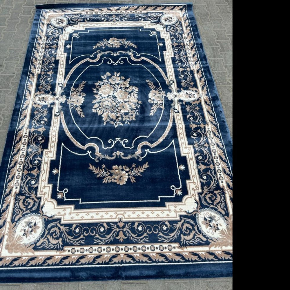Modern, Luxury and Classy Comfortable Turkish Handmade Hallway Runners in Cream and Blue with Grey and Blue Patterns