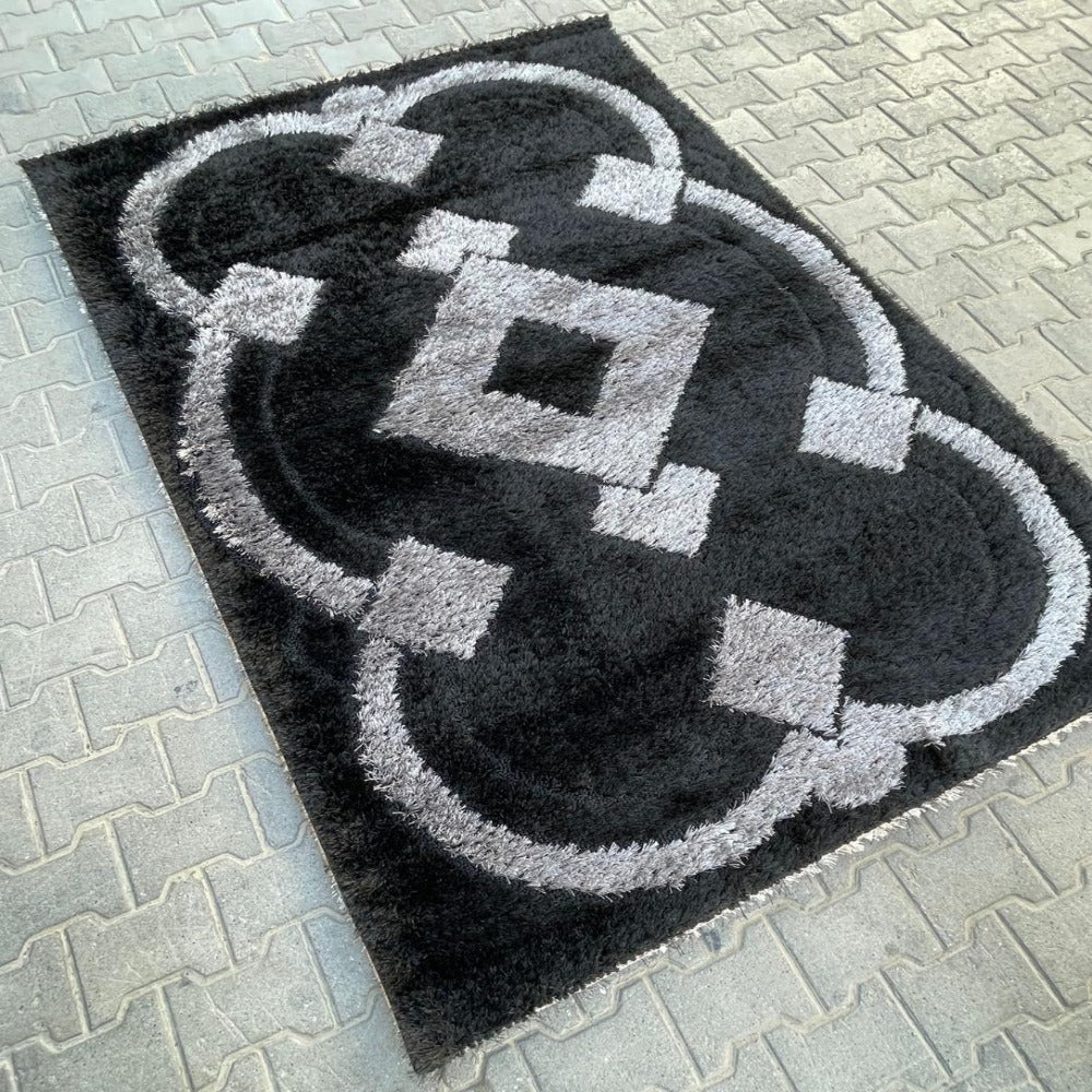 Exclusive Turkish Handmade Floor/Door/Kitchen Mates at Affordable Prices in Multicoloured Design for Spectacular Decoration in Black and White Style