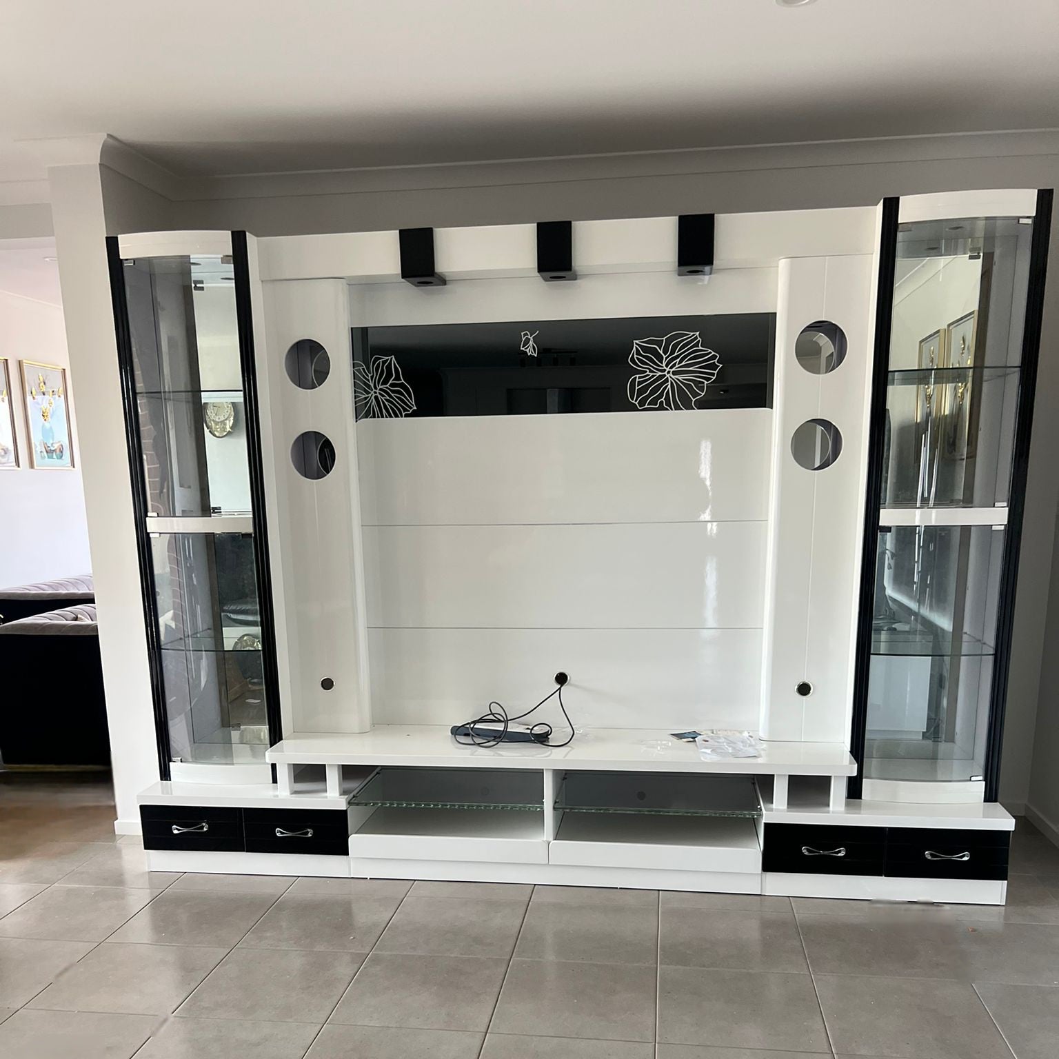 White-Black TV Cabinet - 6677