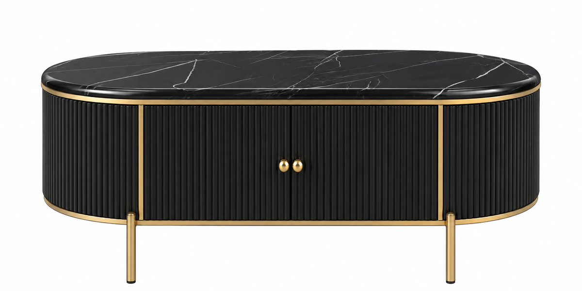Black MDF Marble Top Coffee Table