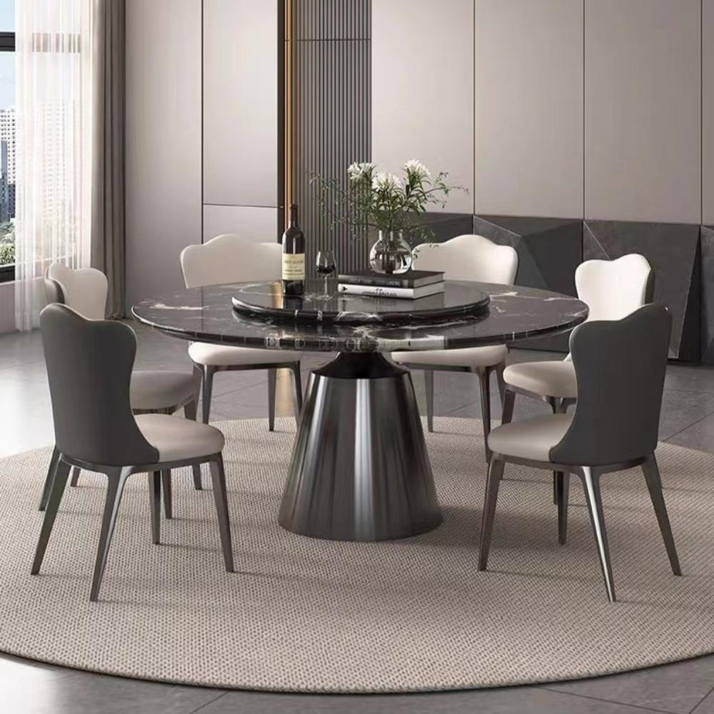 Round Dining Table with 4 chairs in silver