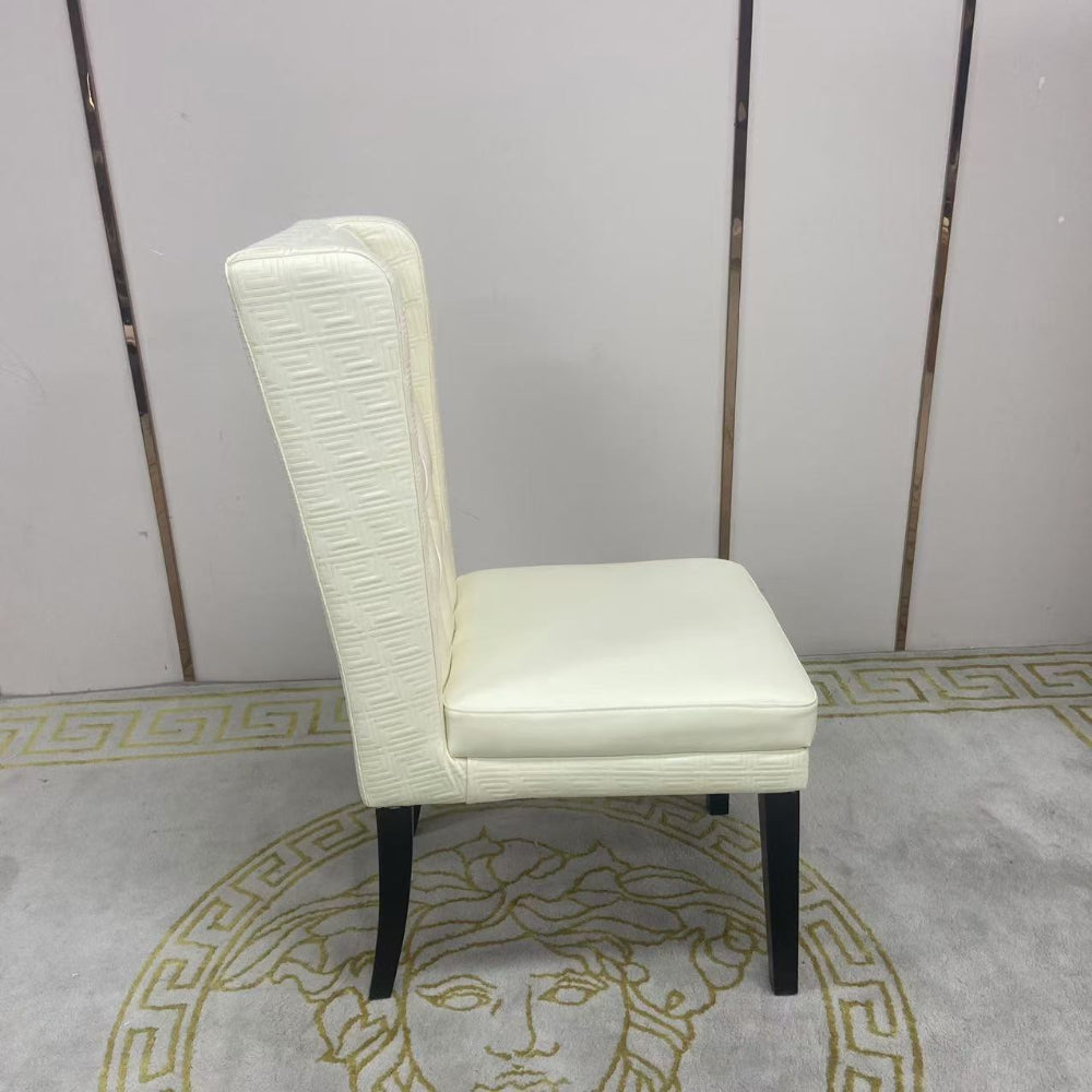 Modern Classy Cream Leather Cushioned and Comfortable Dining Room Chairs Black Solid Wood Frame. RBM Classic Home Furniture Store in Melton