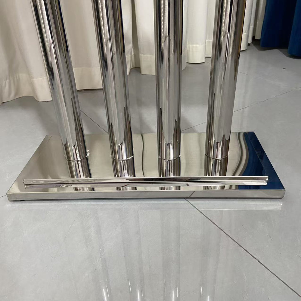 Marble Console Table with Silver Stainless steel Frame and White Marble