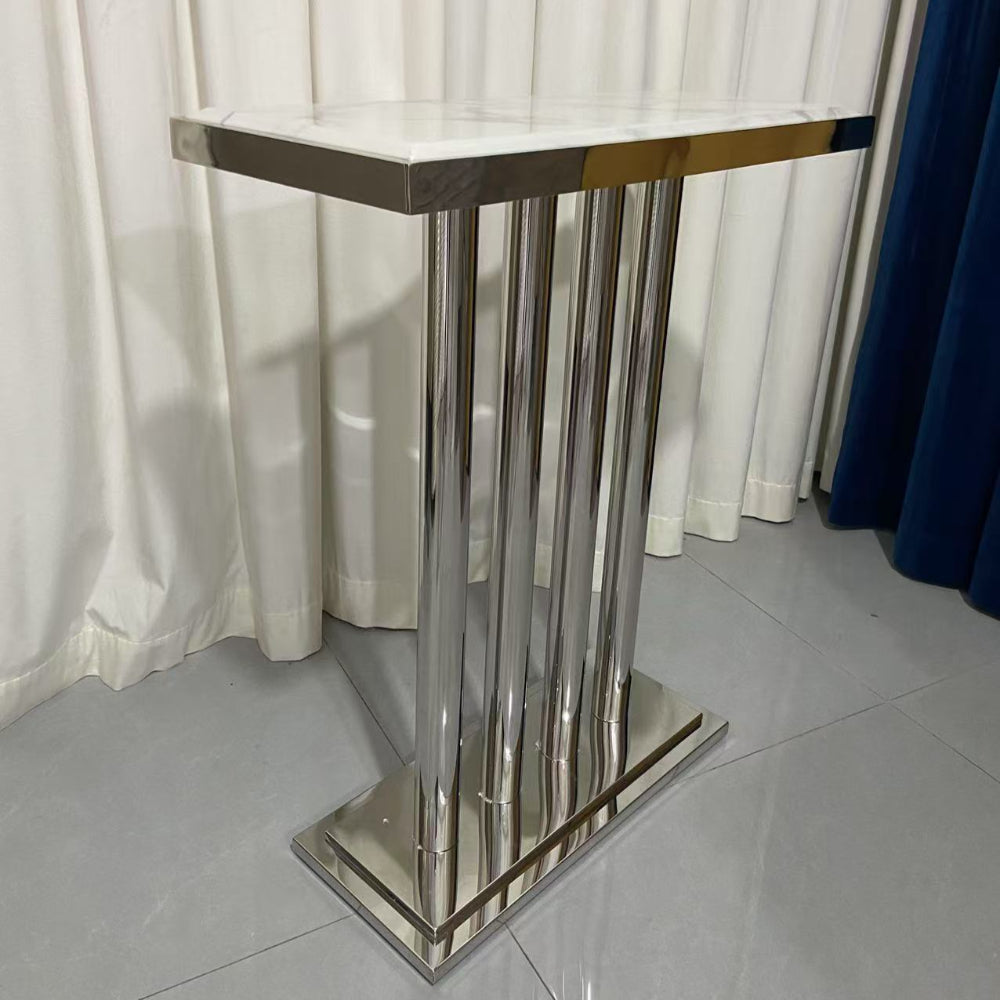 Marble Console Table with Silver Stainless steel Frame
